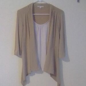 Notations Beige Open Front Cardigan